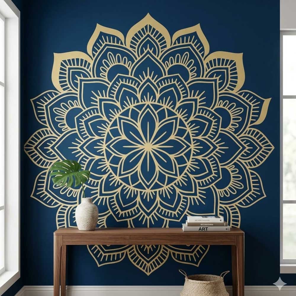 Imperial Floral Mandala Stencil for Wall, Floor & Furniture Art – Decorative Round Mandala Design – ID# 761