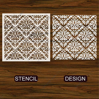 Majestic Heritage Damask Pattern Stencil for Wall, Furniture & Floor Art – Vintage Royal Design – ID# 762