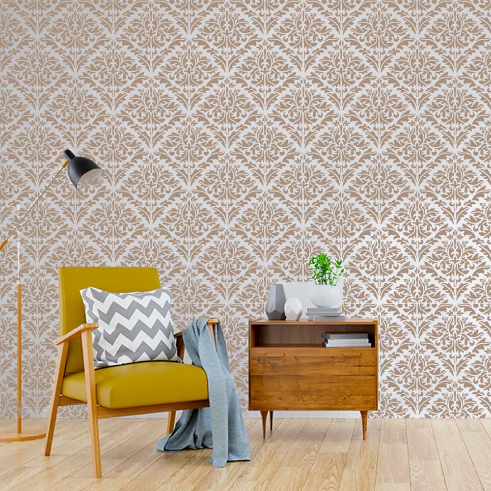 Majestic Heritage Damask Pattern Stencil for Wall, Furniture & Floor Art – Vintage Royal Design – ID# 762