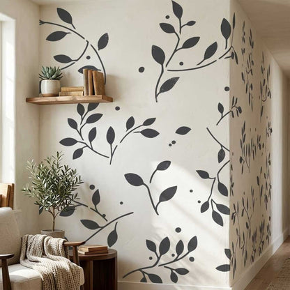 Forest Vine Stencil for Wall, Furniture & Fabric Art – Botanical Leaf Vine Pattern Design – ID# 764