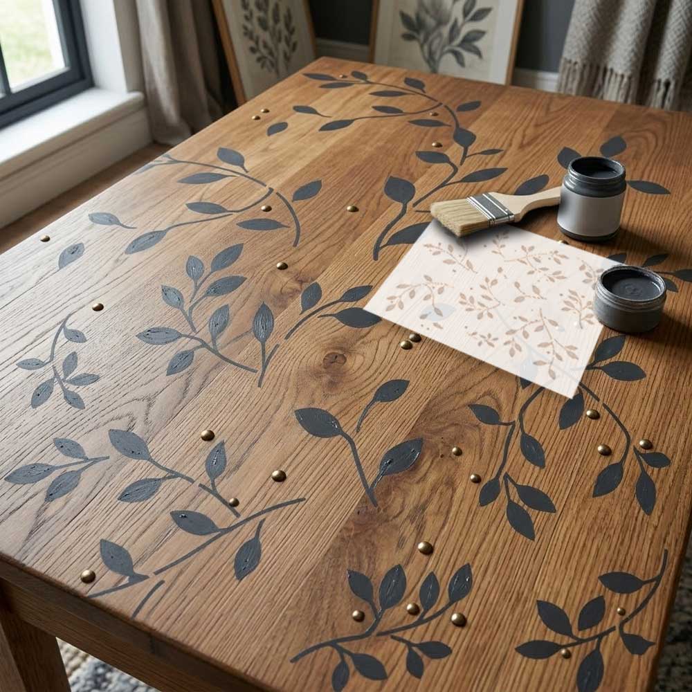Forest Vine Stencil for Wall, Furniture & Fabric Art – Botanical Leaf Vine Pattern Design – ID# 764