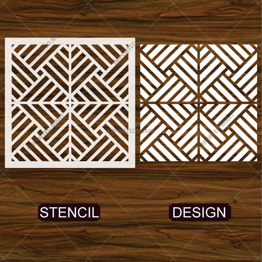 Art Deco Geometric Maze Stencil for Wall, Floor, Wood & Tile Decor – Reusable Linear Pattern – ID# 765