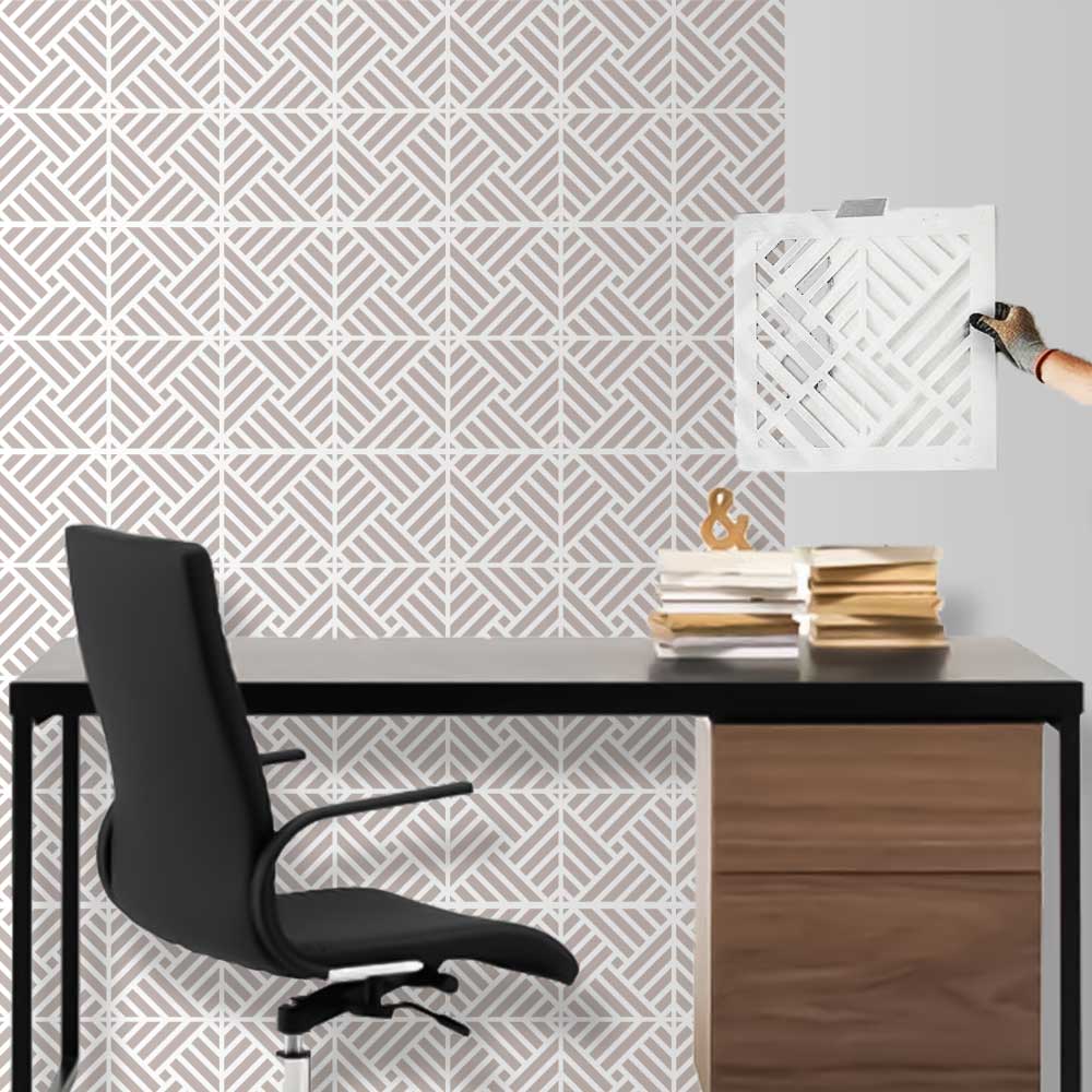 Art Deco Geometric Maze Stencil for Wall, Floor, Wood & Tile Decor – Reusable Linear Pattern – ID# 765