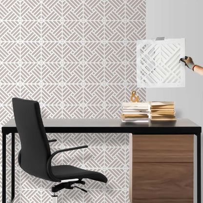 Art Deco Geometric Maze Stencil for Wall, Floor, Wood & Tile Decor – Reusable Linear Pattern – ID# 765