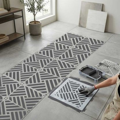 Art Deco Geometric Maze Stencil for Wall, Floor, Wood & Tile Decor – Reusable Linear Pattern – ID# 765