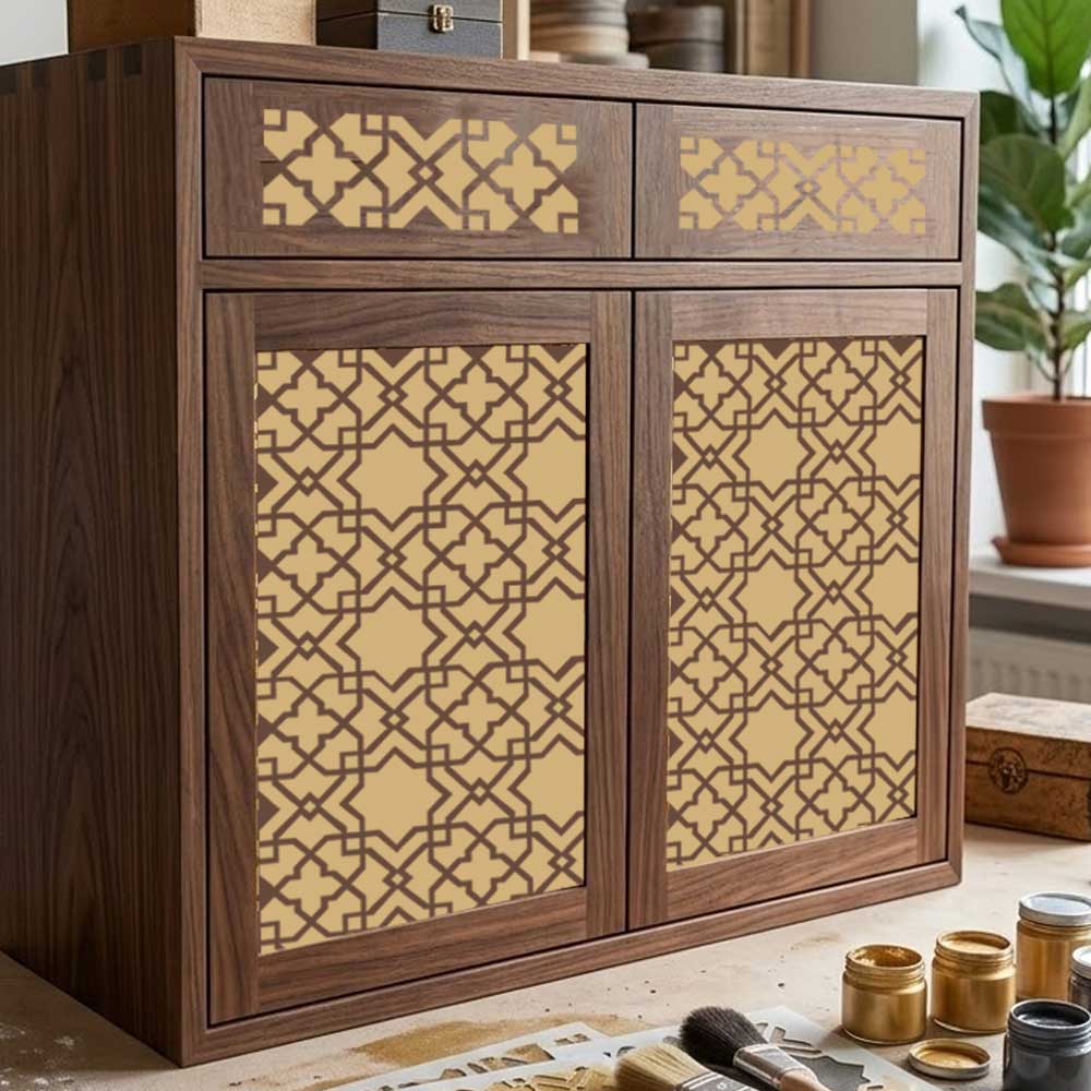 Moroccan Zellige Tile Stencil for Wall, Floor, Wood & Furniture Decor – Islamic Geometric Pattern – ID# 766