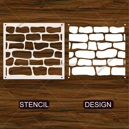 Rustic Stone Wall Brick Stencil for Wall, Concrete & Texture Paint Decor – Faux Rock Pattern