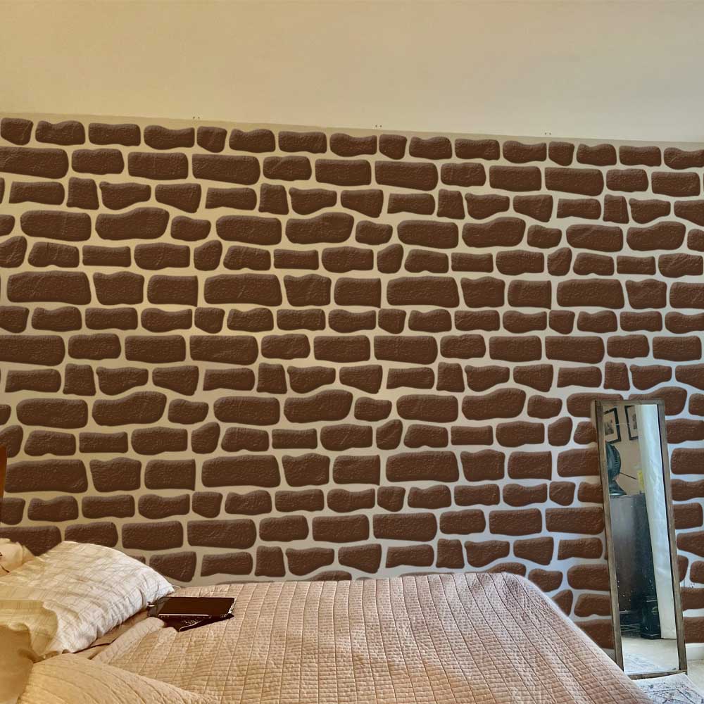 Rustic Stone Wall Brick Stencil for Wall, Concrete & Texture Paint Decor – Faux Rock Pattern
