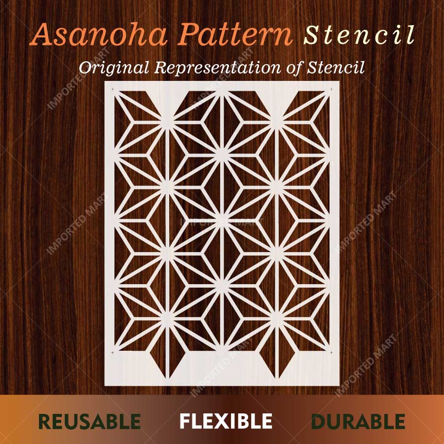 Asanoha Pattern Stencil for Wall, Floor & Furniture – Japanese Geometric Hemp Leaf Design – ID# 769