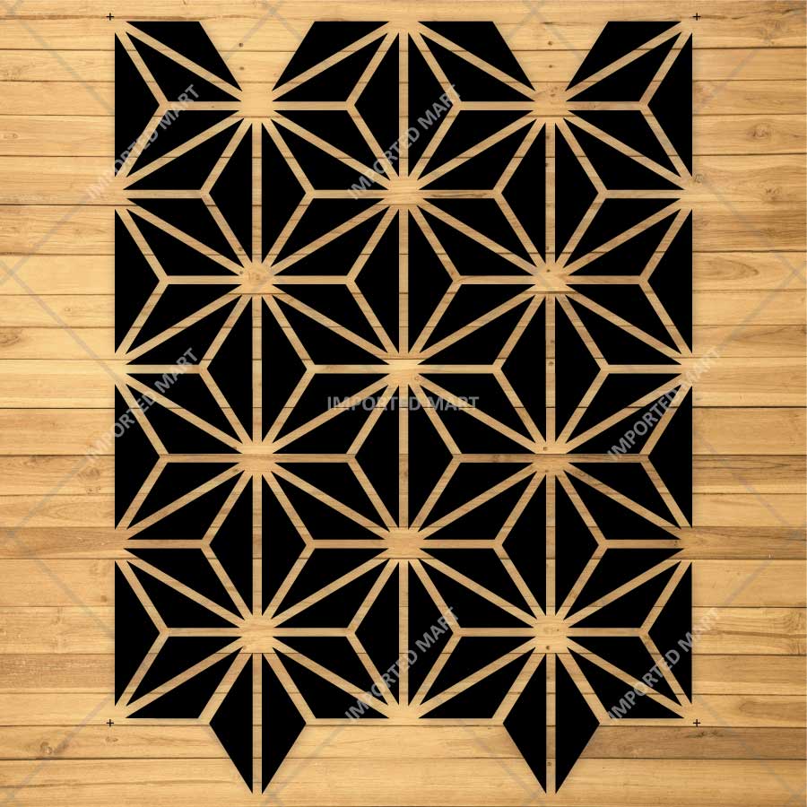 Asanoha Pattern Stencil for Wall, Floor & Furniture – Japanese Geometric Hemp Leaf Design – ID# 769