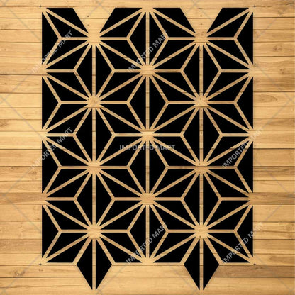 Asanoha Pattern Stencil for Wall, Floor & Furniture – Japanese Geometric Hemp Leaf Design – ID# 769