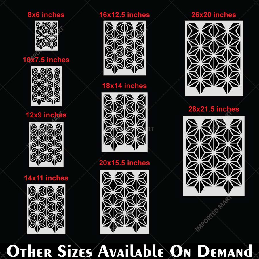Asanoha Pattern Stencil for Wall, Floor & Furniture – Japanese Geometric Hemp Leaf Design – ID# 769