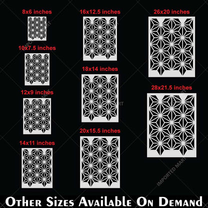 Asanoha Pattern Stencil for Wall, Floor & Furniture – Japanese Geometric Hemp Leaf Design – ID# 769