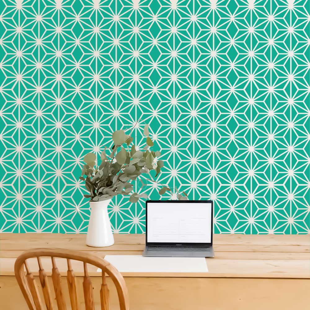 Asanoha Pattern Stencil for Wall, Floor & Furniture – Japanese Geometric Hemp Leaf Design – ID# 769