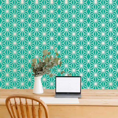 Asanoha Pattern Stencil for Wall, Floor & Furniture – Japanese Geometric Hemp Leaf Design – ID# 769