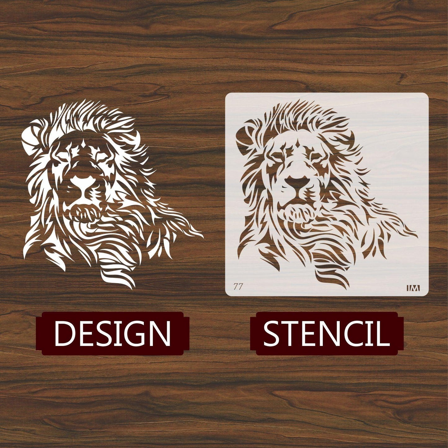 Lion Face Reusable Stencil for Canvas and wall painting.ID#77
