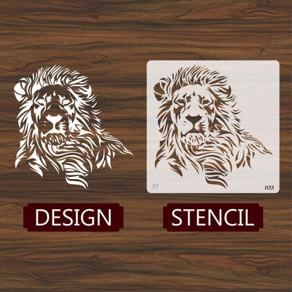 Lion Face Reusable Stencil for Canvas and wall painting.ID#77