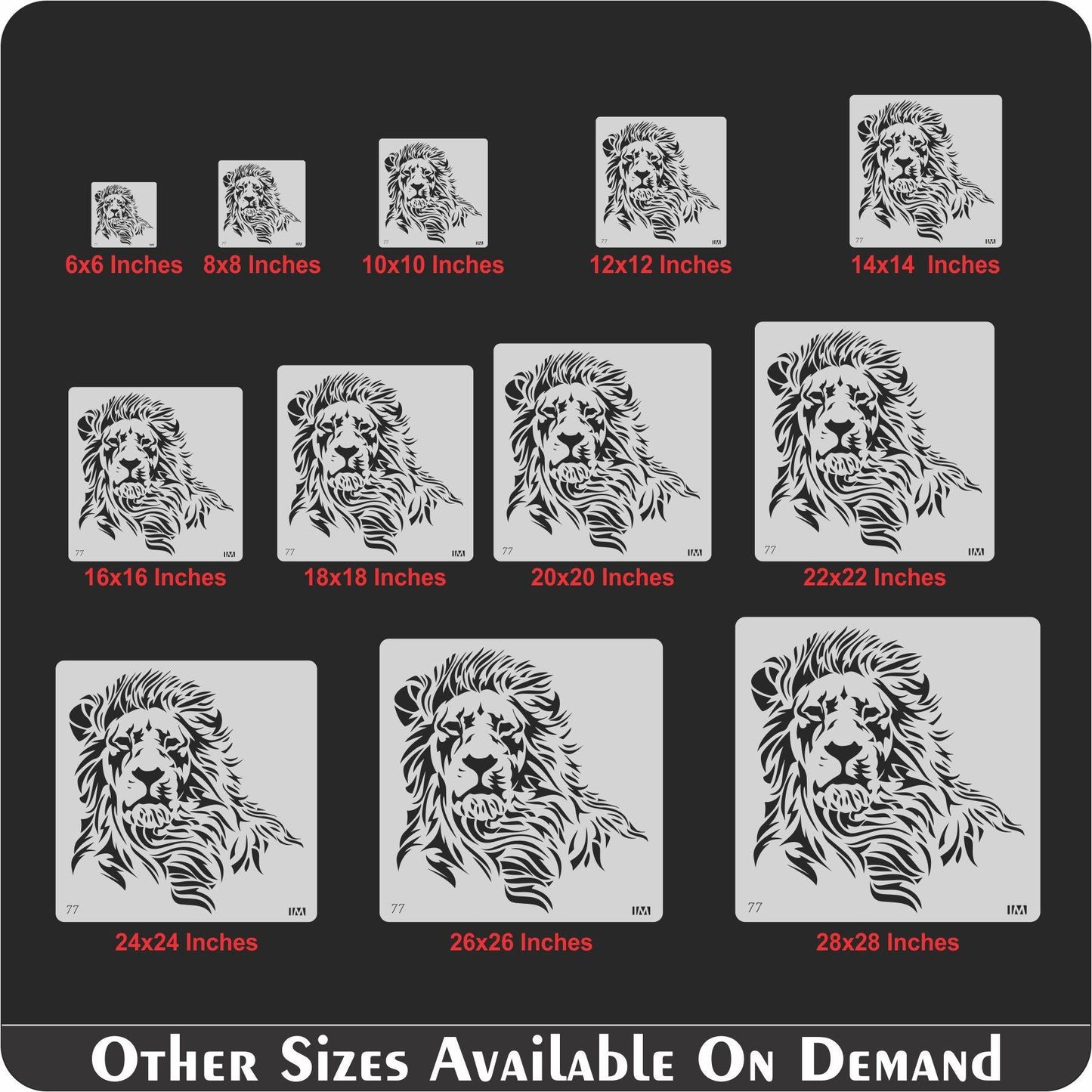Lion Face Reusable Stencil for Canvas and wall painting.ID#77