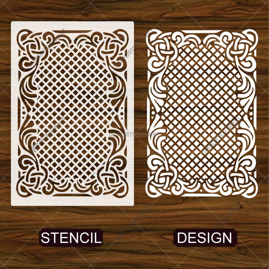 Ornate Trellis Rug Stencil for Floor, Tile & Fabric – Vintage Lattice Border Pattern
