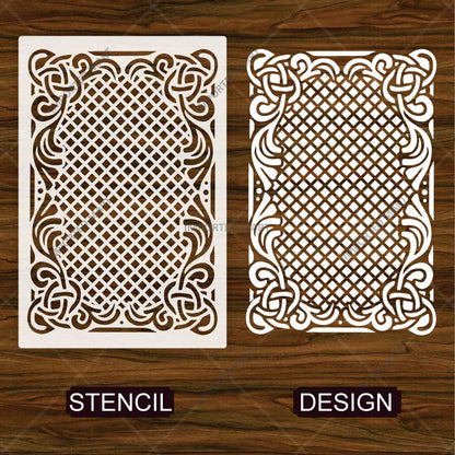 Ornate Trellis Rug Stencil for Floor, Tile & Fabric – Vintage Lattice Border Pattern