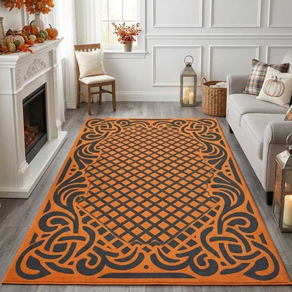 Ornate Trellis Rug Stencil for Floor, Tile & Fabric – Vintage Lattice Border Pattern