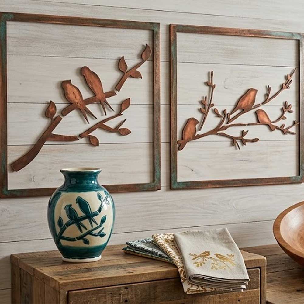 Decorative Birds Branch Pack of 3 Stencil for Wall, Wood, Furniture & Fabric Art – Nature Bird Design Bundle – ID# 771