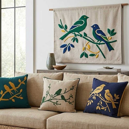 Decorative Birds Branch Pack of 3 Stencil for Wall, Wood, Furniture & Fabric Art – Nature Bird Design Bundle – ID# 771