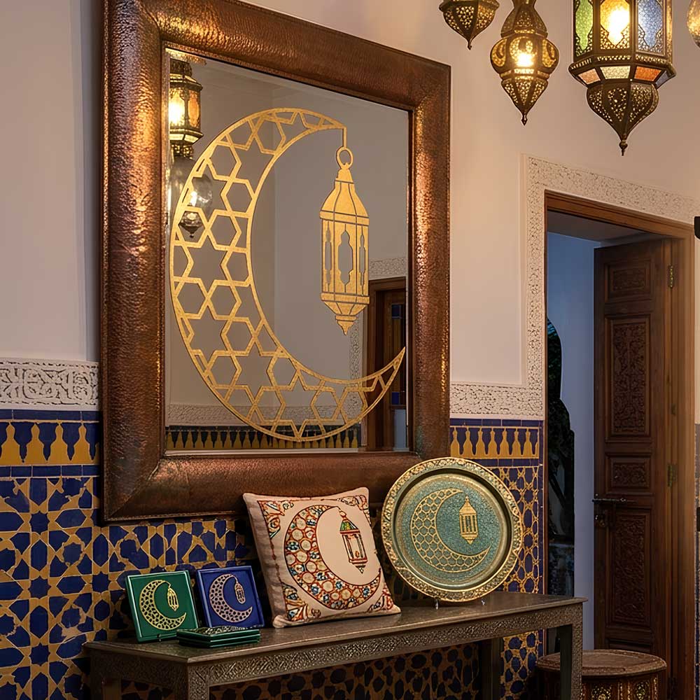 Moroccan Moon Lantern Stencil for Wall, Wood, Furniture & Ramadan Decor – Islamic Crescent Design – ID# 772