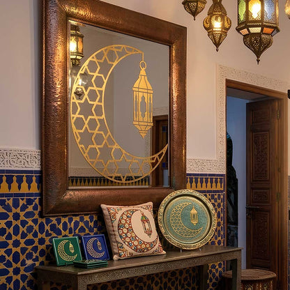 Moroccan Moon Lantern Stencil for Wall, Wood, Furniture & Ramadan Decor – Islamic Crescent Design – ID# 772