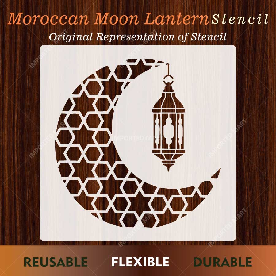 Moroccan Moon Lantern Stencil for Wall, Wood, Furniture & Ramadan Decor – Islamic Crescent Design – ID# 772