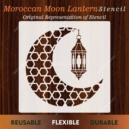 Moroccan Moon Lantern Stencil for Wall, Wood, Furniture & Ramadan Decor – Islamic Crescent Design – ID# 772