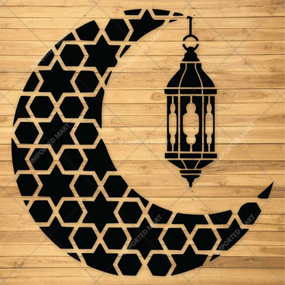 Moroccan Moon Lantern Stencil for Wall, Wood, Furniture & Ramadan Decor – Islamic Crescent Design – ID# 772