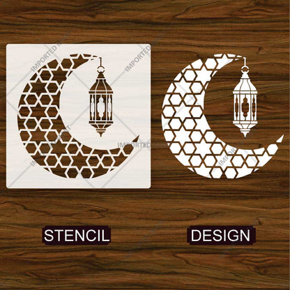 Moroccan Moon Lantern Stencil for Wall, Wood, Furniture & Ramadan Decor – Islamic Crescent Design – ID# 772