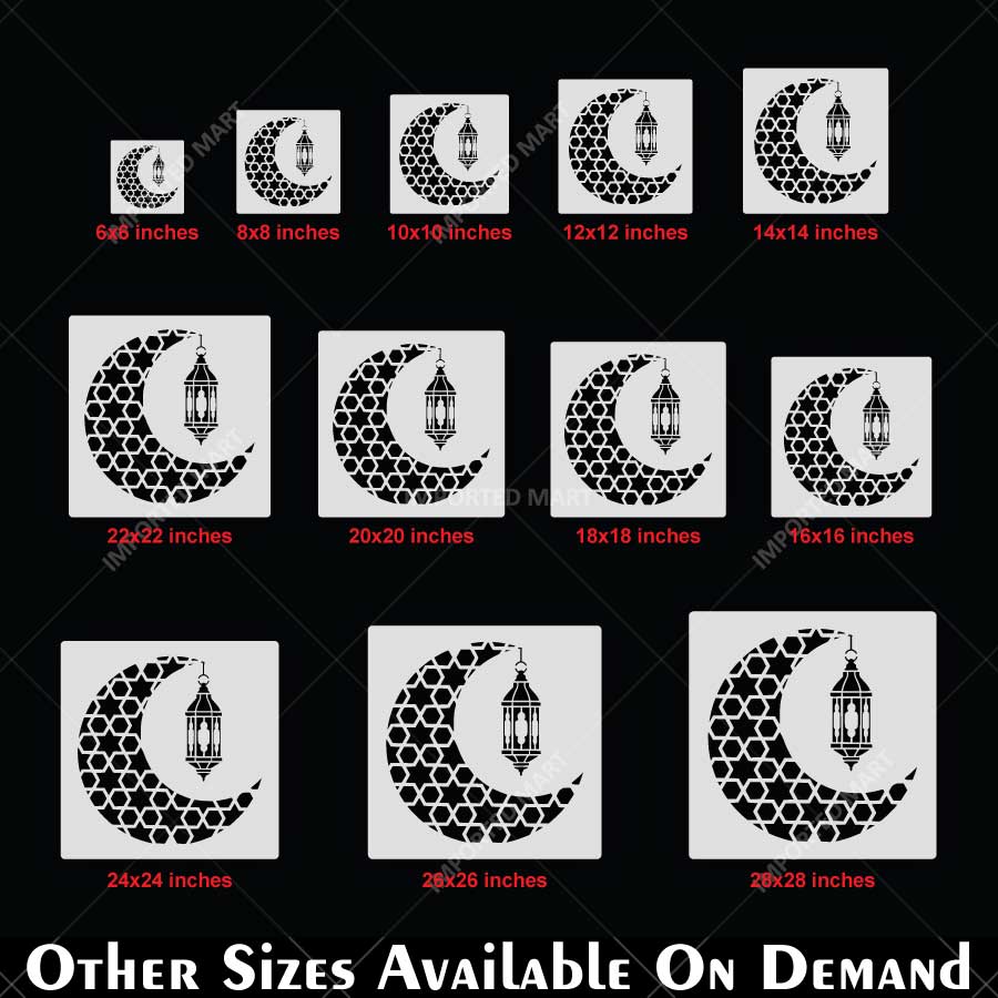 Moroccan Moon Lantern Stencil for Wall, Wood, Furniture & Ramadan Decor – Islamic Crescent Design – ID# 772