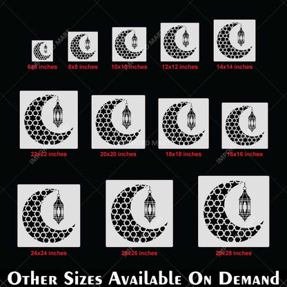 Moroccan Moon Lantern Stencil for Wall, Wood, Furniture & Ramadan Decor – Islamic Crescent Design – ID# 772