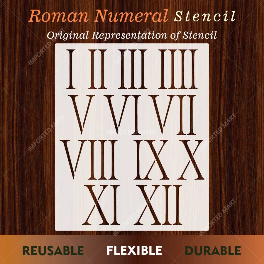 Roman Numeral Clock Stencil for Wall, Wood & Furniture Painting – Vintage Number Design – ID# 774