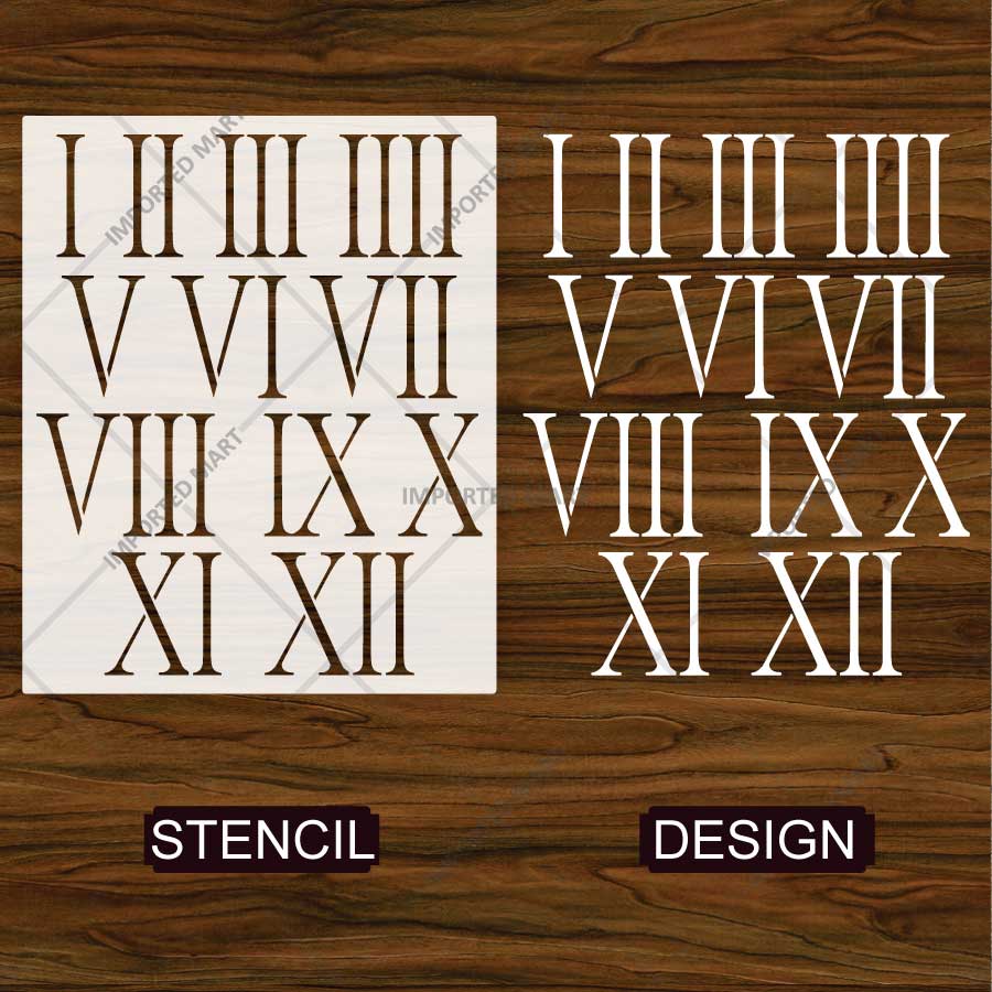 Roman Numeral Clock Stencil for Wall, Wood & Furniture Painting – Vintage Number Design – ID# 774