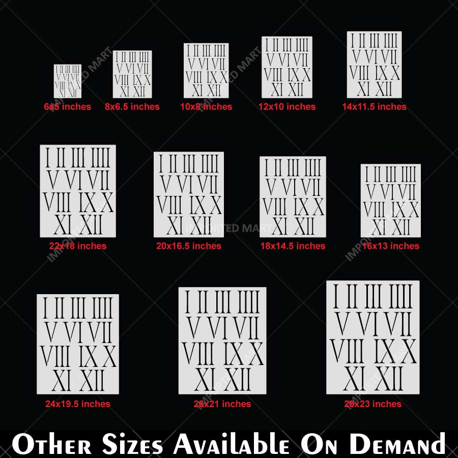 Roman Numeral Clock Stencil for Wall, Wood & Furniture Painting – Vintage Number Design – ID# 774