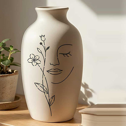Floral Serenity Face Stencil for Wall, Wood & Fabric Art – Abstract Woman Line Design – ID# 32