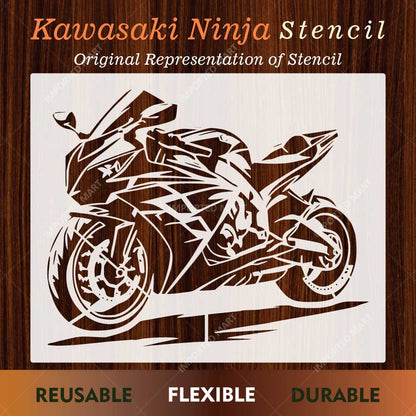 Kawasaki Ninja Bike Stencil for Wall, Garage, Helmet, Wood & Fabric Art – Sports Motorcycle Design – ID# 30