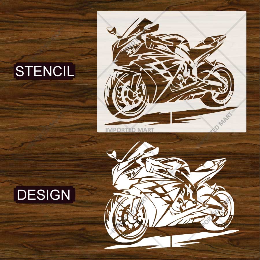 Kawasaki Ninja Bike Stencil for Wall, Garage, Helmet, Wood & Fabric Art – Sports Motorcycle Design – ID# 30