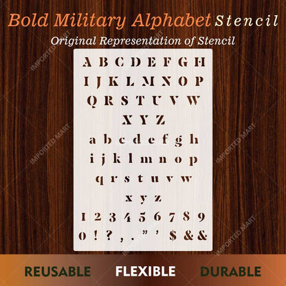 Bold Military Alphabet Letters & Numbers Stencil for Wall, Wood, Fabric & Name Marking – Army Font Design – ID# 27