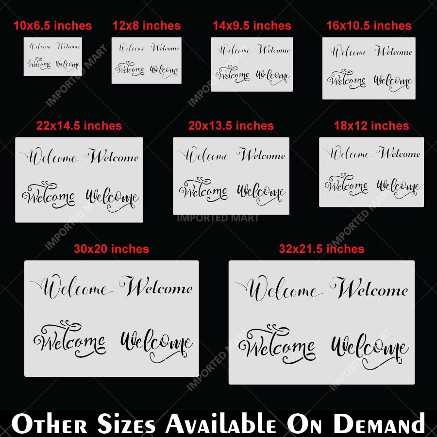 Elegant Script Welcome Word Bundle Stencil for Wall, Door, Wood & Entry Decor – Reusable Calligraphy Design – ID# 26