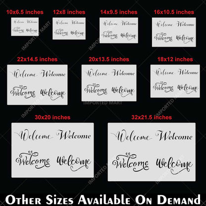 Elegant Script Welcome Word Bundle Stencil for Wall, Door, Wood & Entry Decor – Reusable Calligraphy Design – ID# 26