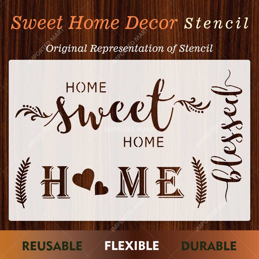 Sweet Home Word Bundle Stencil for Wall, Door, Wood & Farmhouse Decor – Reusable Typography Design – ID# 25