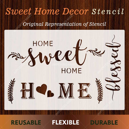 Sweet Home Word Bundle Stencil for Wall, Door, Wood & Farmhouse Decor – Reusable Typography Design – ID# 25