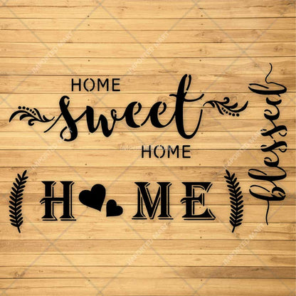 Sweet Home Word Bundle Stencil for Wall, Door, Wood & Farmhouse Decor – Reusable Typography Design – ID# 25