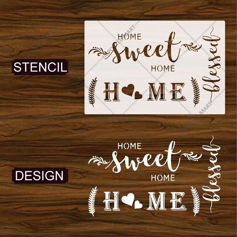 Sweet Home Word Bundle Stencil for Wall, Door, Wood & Farmhouse Decor – Reusable Typography Design – ID# 25