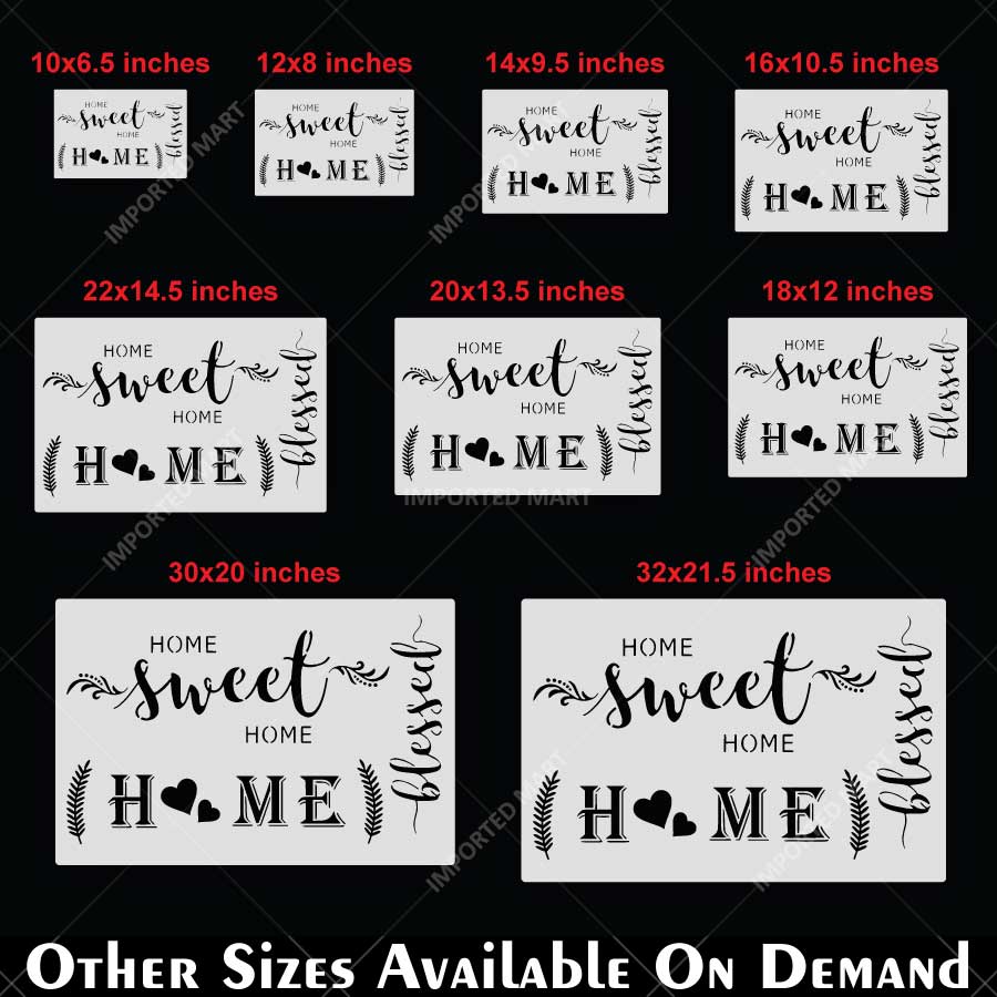 Sweet Home Word Bundle Stencil for Wall, Door, Wood & Farmhouse Decor – Reusable Typography Design – ID# 25