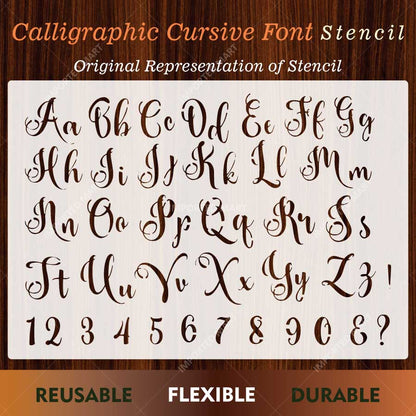 Calligraphic Cursive Alphabet Stencil Pack for Wall, Wood & Fabric Art – Elegant Script Lettering Design – ID# 784